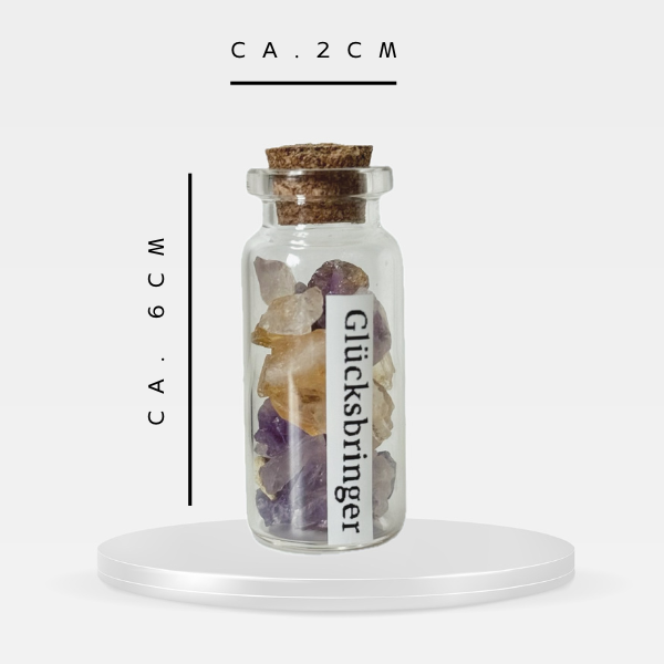 Glücksbringer | Zitrin | Amethyst | Glasfäschchen für Erfolg und Ruhe