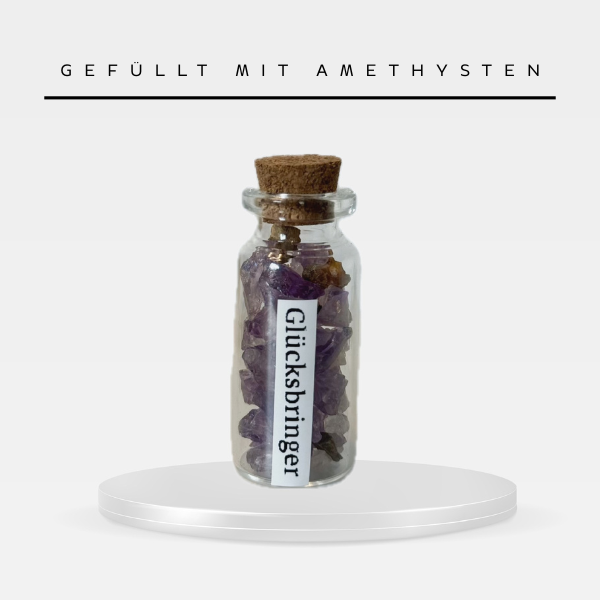 Glücksbringer | Zitrin | Amethyst | Glasfäschchen für Erfolg und Ruhe