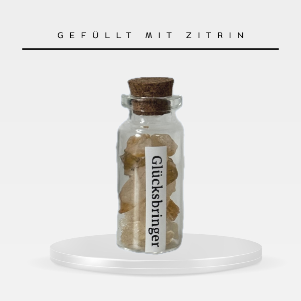 Glücksbringer | Zitrin | Amethyst | Glasfäschchen für Erfolg und Ruhe