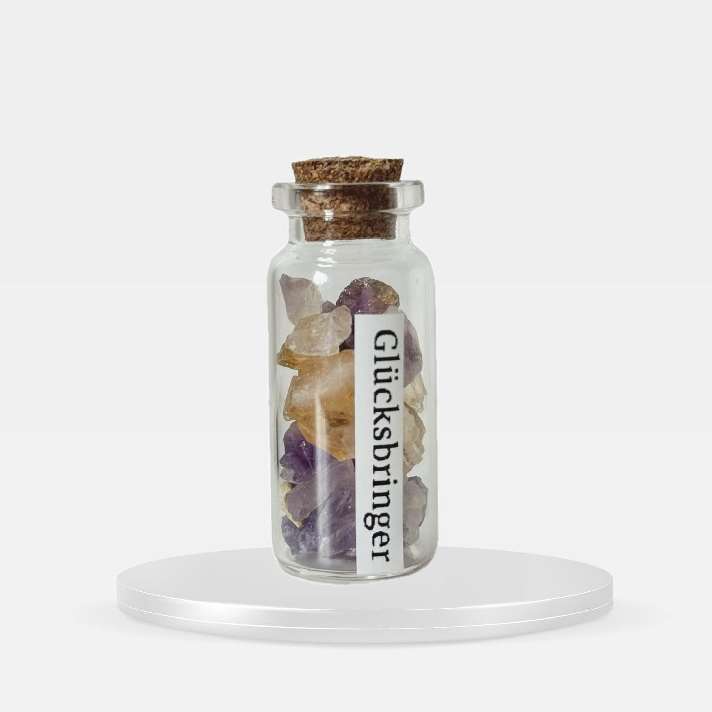 Glücksbringer | Zitrin | Amethyst | Glasfäschchen für Erfolg und Ruhe