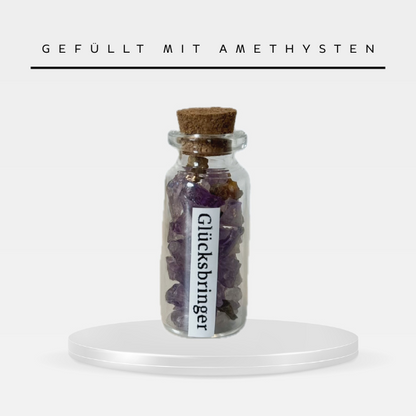 Glücksbringer | Zitrin | Amethyst | Glasfäschchen für Erfolg und Ruhe