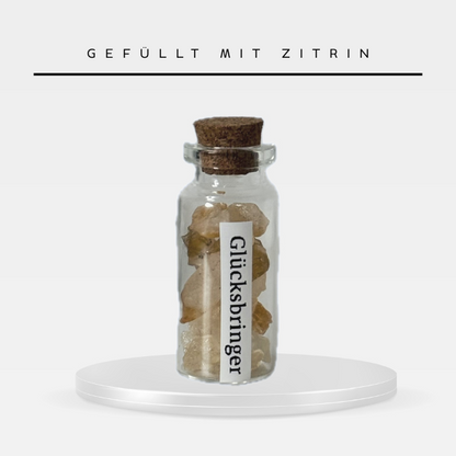 Glücksbringer | Zitrin | Amethyst | Glasfäschchen für Erfolg und Ruhe
