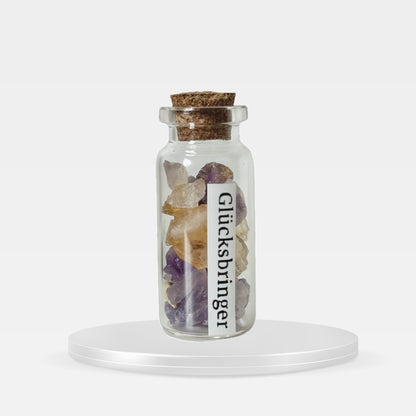 Glücksbringer | Zitrin | Amethyst | Glasfäschchen für Erfolg und Ruhe
