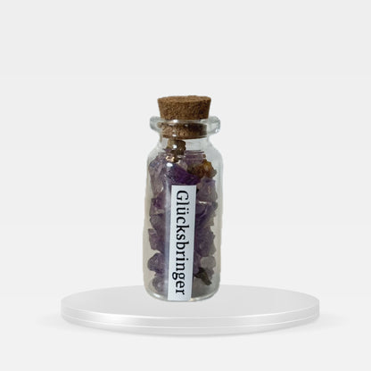Glücksbringer | Zitrin | Amethyst | Glasfäschchen für Erfolg und Ruhe